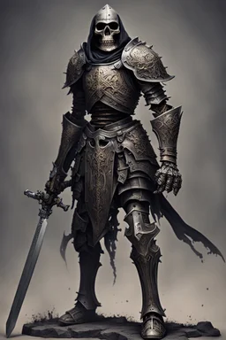 dark age armored skeleton knight with sword