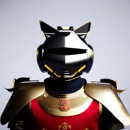 beautiful smooth realistic Japanese samurai robot cat body, run on dark cosmos background, dog еye, extremely sharp detail, finely tuned detail, ultra high definition, 8 k, unreal engine 5, ultra sharp focus, accurate sword wings, positive smile