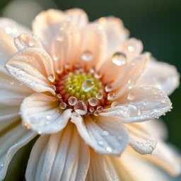 Award-winning macro fine art photography of extraordinary flowers covered in delicate morning dew, exquisite detail, painterly composition, soft diffused natural light, dreamy bokeh, exceptional color harmony, captured with professional macro photography techniques, gallery-quality artwork, ultra realistic, masterpiece, 64 k