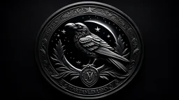 In the dimly lit ambiance of an old tavern, a captivating logo design seamlessly blends the mystique of witchcraft, the cleverness of a raven, and the enigmatic allure of the moon. Crafted with intricate detail, the logo portrays a charismatic raven in a style reminiscent of ancient artistry, its feathers etched into rich black leather. Against a backdrop of starlit shadows, the design exudes a magical aura, tantalizing the viewer's imagination through this immaculate creation.