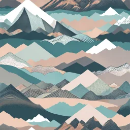 Intricate patterns on a mountains landscape, sinister scribbles, pastel colors