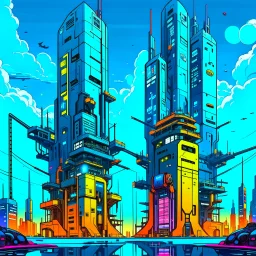 cyberpunk retro futuristic for comics in orange