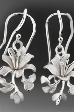 earrings n white gold engraved with lily flower