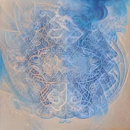 Generate a symmetrical composition with two joints positioned on opposite sides, surrounded by a delicate pattern of swirling smoke that mirrors each other, watercolour sketch