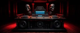 DJ of the damnded, insanely detailed DJ booth in hell, MID set, speakers and equipment made of bone, anatomically correct, add more skulls in th audience, photorealism, vray, 8k 3d https://stablecog.com/generate?o=a67b60e0-edd2-418d-9744-d1d585055d7f