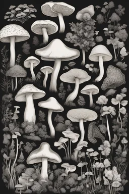 A showcase of animals, landscapes, flowers, patterns, mushrooms, and many more an outline and black and white