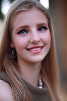 young blonde woman with dark green eyes