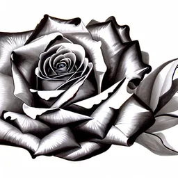 A rose, black & white outline art