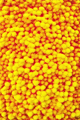 The Chrysanthemum Curve is a yellow and red Chrysanthemum filled in with Kusama-style connected dots