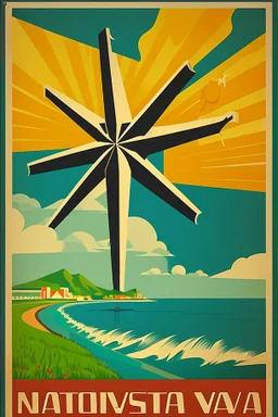 Make a retro poster about a nation called Osvakia. Known for its coast and agriculture