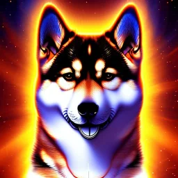 cosmic shiba inu, psychic energy, ethereal aura, sacred geometry