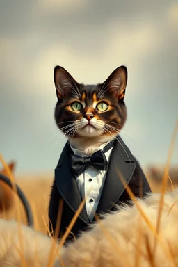 Cute tuxedo cat ip in cashmere roll --ar 3:4 --style raw --personalize kzilt9y --stylize 1000 --v 6.1, big (AUTOFARM) title at top ,landrover sheep, (((steampunk)))) man, working in field, style of australian painting from the 1970s, advertisment in 80s magazine high class, blues, reds