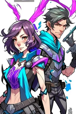 genç çift çizim tarzı kız kısa saçlı erkek kıvırcık raze erkek ve sage kız