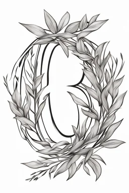 A flash of 10 designs line drawing of infinity made out of two letter C and olive branches black in on white background for a tattoo design