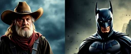 Gandalf as a cowboy, Batman as a cow, movie poster
