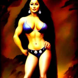 Epic full body picture portrait of busty atletic young beautiful Dejah Thoris Frank Frazetta styles