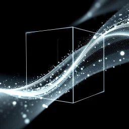 bright abstract particles waves length sonic capacit black and white cube