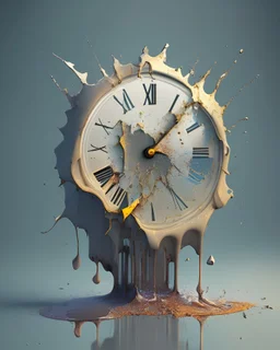 Clock with a broken, melting design