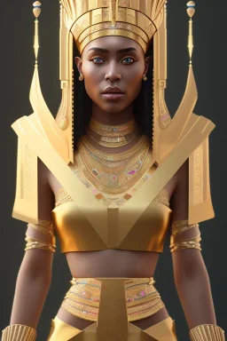 Beautiful pharaonic queen, pharaonic dress, clear features, too many details, 4k, 8k, portrait, 3d, fantasy