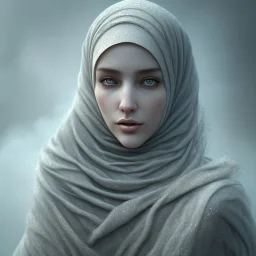 close up portrait of fog as woman in hijab, fine detail, highly intricate, modern surrealism painting, defined cracks and breaks, high-quality, volumetric lighting, 8k, ultrahd, George Grie, Marco Escobedo, Igor Morski,Brian Froud, Howard Lyon, Selina French,