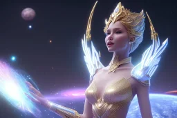  beautiful cosmic woman, nice smiling, magic glamour make up, delicate colors, beautiful glamour galactique dress, ultra sharp focus, 8k, unreal engine 5, extremely sharp detail, light effect, soft light atmosphere of a spaceship, smooth, full of details, face in front, complete vision of face and hair and body