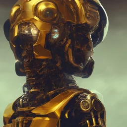 portrait front, face lionel messi, robot, golden, argentina flag intricate, sci-fi, cyberpunk, future,