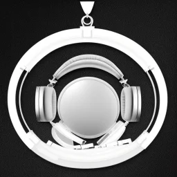 Clear polyester necklace with a pendant in the shape of a pair of headphones