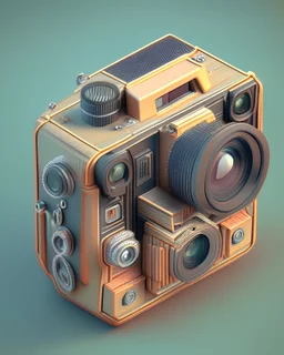 Isometric render of a camera, detailed