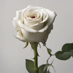 A white rose bleeding from its stem