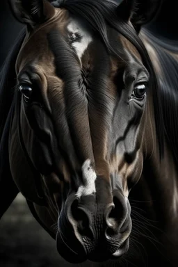 Horse with photo-overly realistic eyes, scary