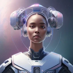 cosmos masterpiece robot, sango fantasy, fantasy magic, intricate, sharp focus, illustration, highly detailed, digital painting, concept art, matte, artgerm and paul lewin and kehinde wiley, full figure, fit in board, cyber punk, pretty accurate hands face fingers, natural aye, fit within portrait