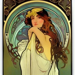 an art nouveau oil painting of a duck by alphonse mucha