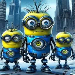 In a big cyber city cross cyber punk minions from despicable minions