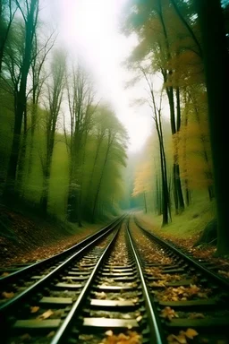 railroad through the forest, indian market, cold weather, lomography