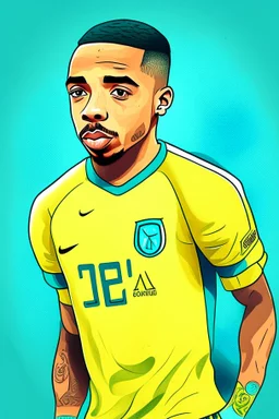 Gabriel Jesus Brazilian football player ,cartoon d2