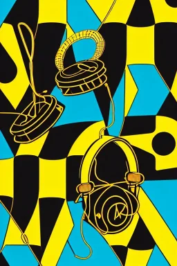 HQ photograph. Geometric 3D tiling on the background, Egyptian. Bronze color, Yellow, Black Cyan, Cyber-punk, full-mask, big old AKG headphones, golden rings & disc, fencing mask. Selfie archer. Asa Akira, lightly armored, electronic circuits. Thick tights, thick calves, bend fell, wide hip, flat belly. Ancient artifact attached. Perfect body. Matrix movie clothes, Silver leather area, tippet, latex. Wicked sneakers. Daft Punk, Tron Movie. Haute Couture. 1990's. Ancient telephone microphone.