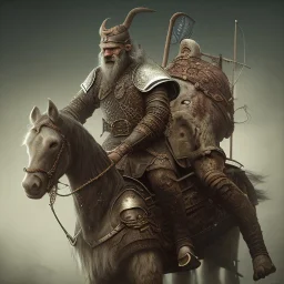 an old viking riding a zombie horse, scary, steam punk, realistic, made in octane, cinematic, ultra-realistic, extremely detailed octane rendering, 8K, VRAY Super Real ar 2:3, dof photorealistic futuristic 50mm lens hard lighting dark gray tintype photograph, realistic lighting, sepia color