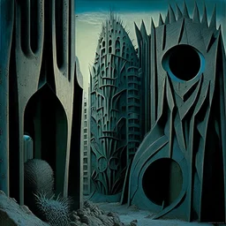 Horrible brutalist flats in the outskirts of an ethereal city, Max Ernst, strong texture, bas-relief