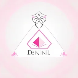 Create a logo with the name Deniz Boutique, inspired by diamond dresses, with the symbol of the dress, baby pink