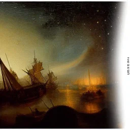 Rembrandt, stars, planets, ships, space