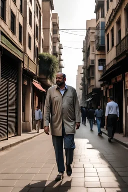 A man is walking in the street in cairo