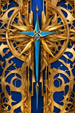 Alucard rapier with blue and golden runes