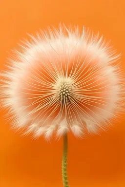 cute fluffy peach colored dandelion with white edges on a peach background with peach highlight