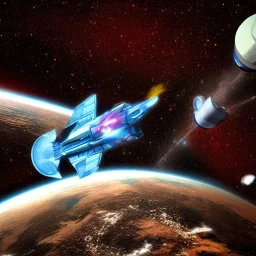 two starships battle in space