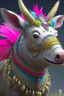 Piñata animal , 3d 4k octane render, lifelike, photorealistic, artstation, illustration, smooth, sharp focus, ornate, intricate, complex, highly detailed, digital painting, smooth, art by tom bagshaw, akihiko yosh