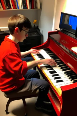 Among us playing piano