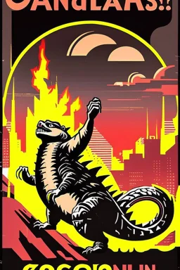 dangerous old godzilla in 1928 poster advertising racoon tennis, raccons flying in air between tennis rackets while humans::4 use them as a tennis ball, evil, crazy arms