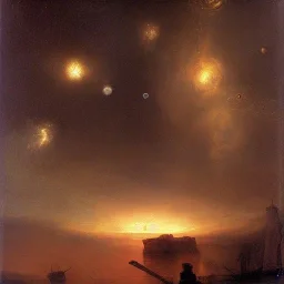 Rembrandt, stars, planets, ships