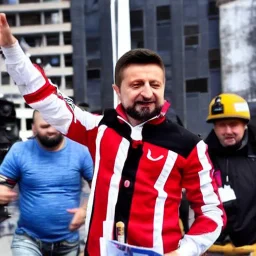 Volodymyr Zelensky WITH A BEARD wearing hot pants