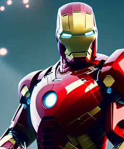 Fat ironman with red hair, magnificent, majestic, Realistic photography, incredibly detailed, ultra high resolution, 8k, complex 3d render, cinema 4d, all body